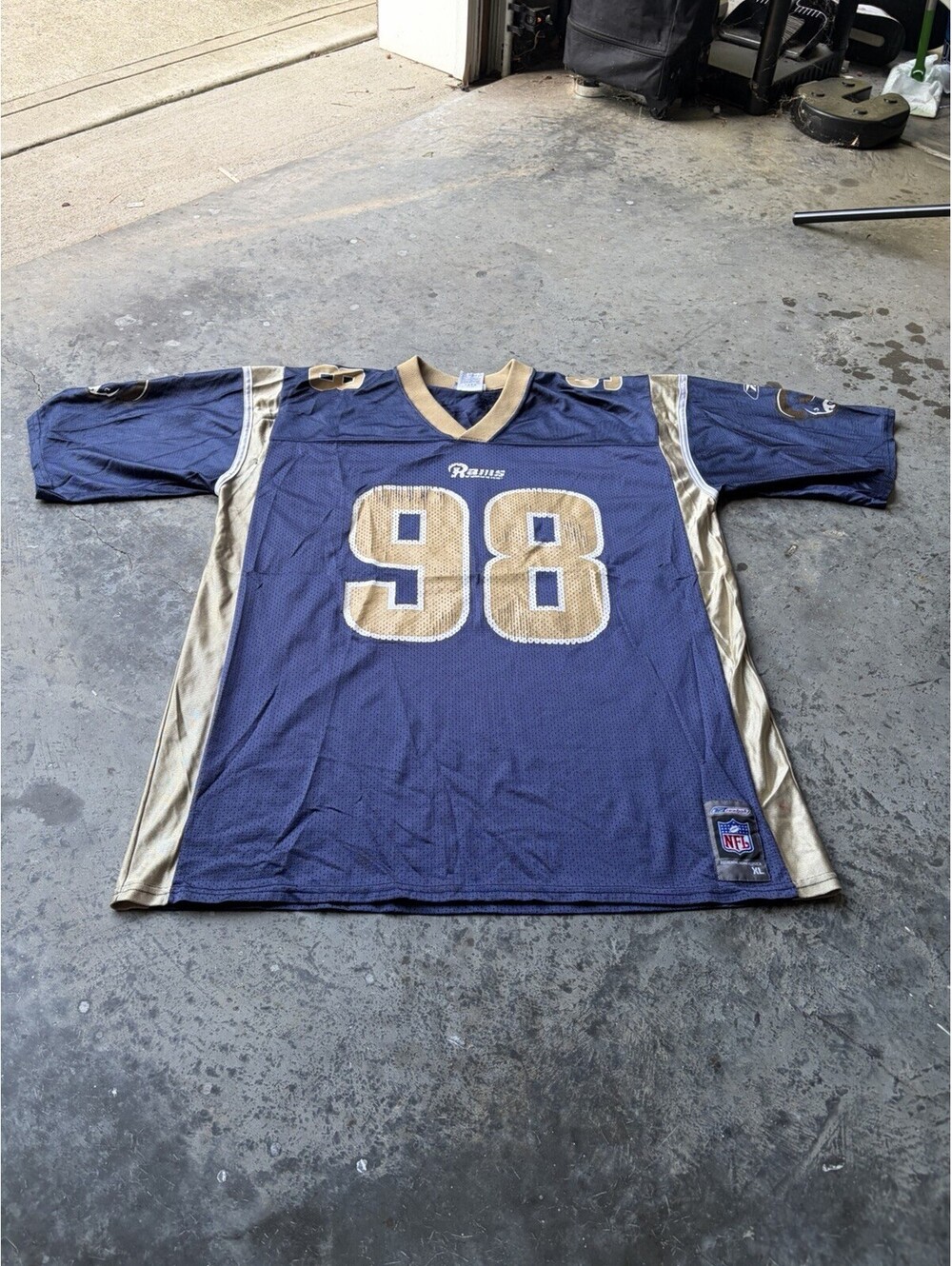Vintage Reebok Grant Wistrom 98 St. Louis Rams NFL Football Jersey XL Blue